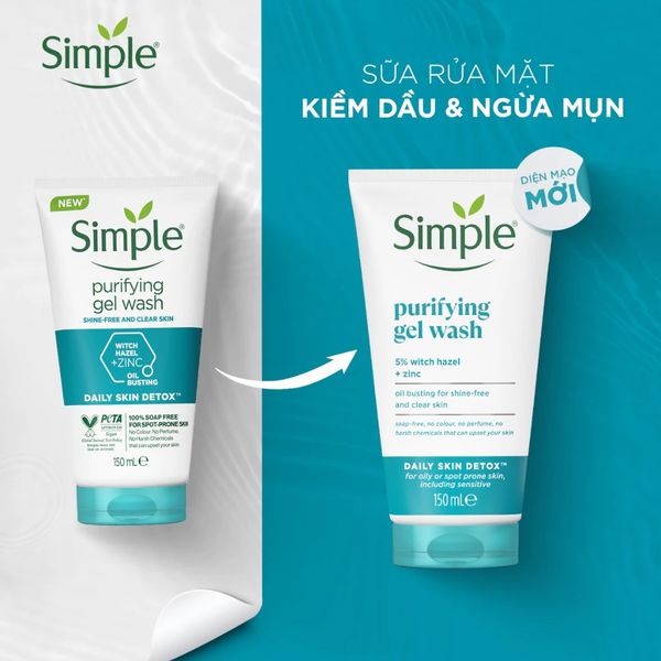 Simple Gel Rửa Mặt Purifying Gel Wash Shine-Free And Clear Skin 150ml