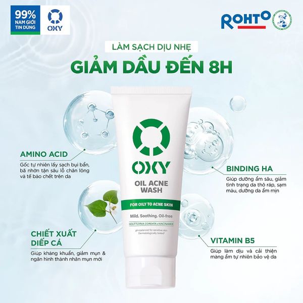 Oxy Sữa rửa mặt Oil Acne Wash 100g + quà