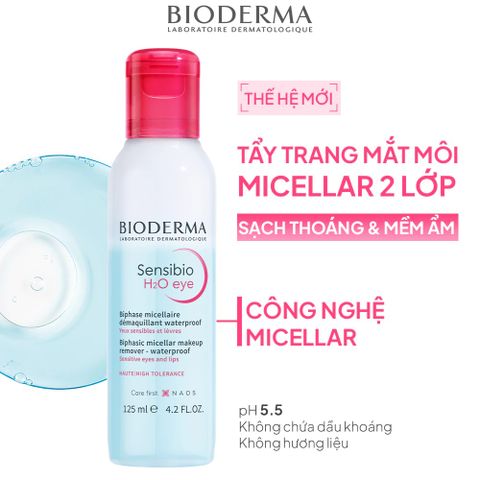 Bioderma Nước tẩy trang mắt môi Sensibio H2O Eye 125ml