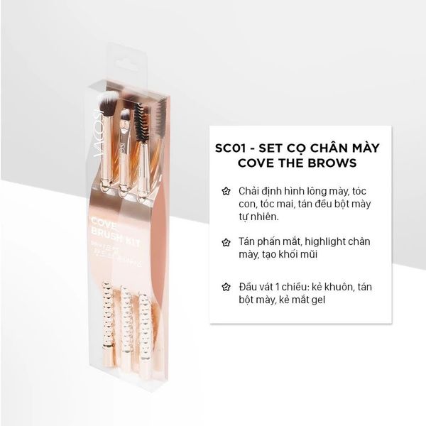 Vacosi Bộ Kit 3 Cọ Chân Mày Phiên Bản Golden Dragon Cove The Brows Brush Kit_Sc01