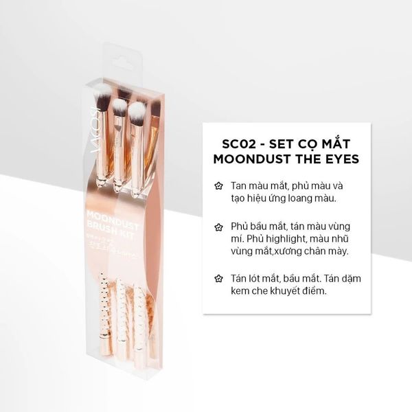 Vacosi Bộ Kit 3 Cọ Mắt Phiên Bản Golden Dragon Moondust The Eyes Brush Kit_ Sc02