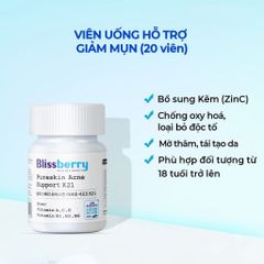 Blissberry Viên uống giảm mụn PureSkin Acne Support K21