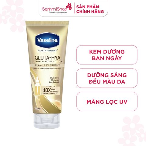 [MUA 2 TẶNG 1] Vaseline Sữa dưỡng thể Healthy Bright Gluta-Hya Serum Burst UV Lotion Flawless Bright 330ml