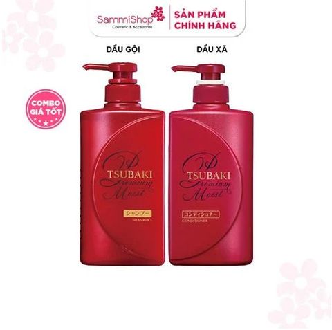 [10.05 - 19.05] Dầu gội dưỡng tóc bóng mượt Tsubaki Premium Moist Sampoo 490ml + Dầu Xả Dưỡng Tóc Bóng Mượt Tsubaki Premium Moist Conditioner 490ml