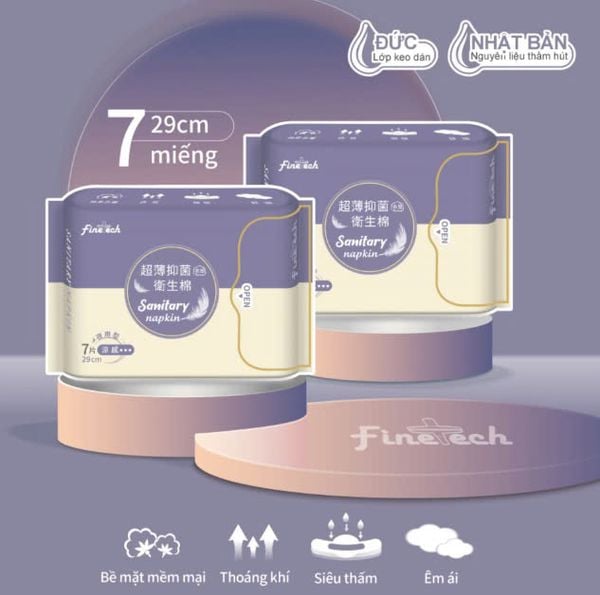 Finetech Băng vệ sinh ban đêm 29cm 7 miếng