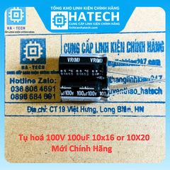 Linh kiện Chuyên Dụng Tụ hoá 100V 100uF 10x16 or 10X20 mới chính hãng
