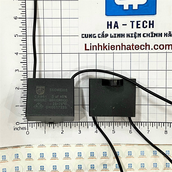 Linh Kiện Chuyên Dụng Tụ quạt dây tụ dây CBB61 5uf 450VAC mới chính hãng EKOWEISS