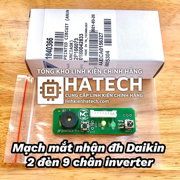 Mạch mắt nhận điều hoà daikin 2 đèn 9 chân inverter 3P206563-1 mới có hộp