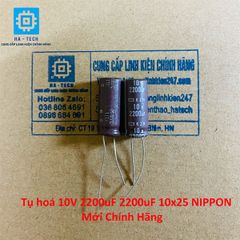 Linh kiện Chuyên Dụng Tụ hoá 10V 2200uF 2200uf 10x25 Nippon Chính hãng mới