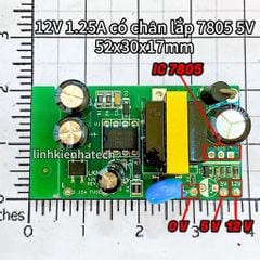 Nguồn xung DC 12V 5V 1.25A ( có chân cắm 7805 chờ ) mới KT 52x30x17mm