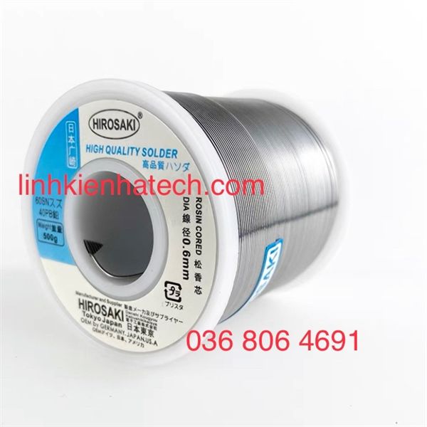 Thiếc hàn HIROSAKI NHẬT 500g xanh blue chính hãng 0.6mm 60/40 hàng độc quyền phân phối