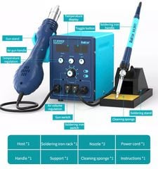 Trạm Hàn Khò Bakon 2 Trong 1 BK8586D 640W 100-500°C mới chính hãng đầy đủ phụ kiện