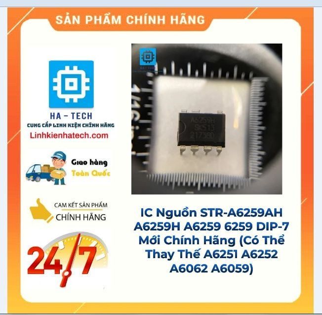 Linh kiện IC Nguồn chính hãng STR-A6259AH A6259H A6259 6259 DIP-7 Mới Chính Hãng (Có Thể Thay Thế A6251 A6252 A6062 A6053 A6059)