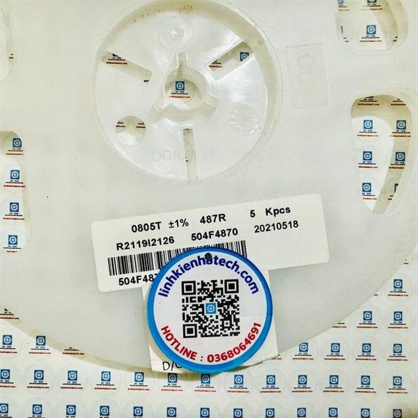 Điện trở dán 0805 487R 1% 1/8W chính hãng dây 50c
