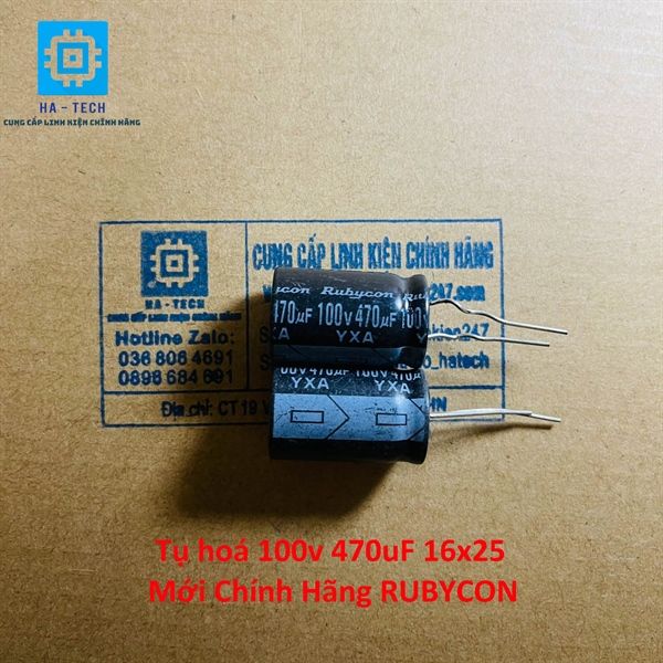 Linh kiện Chuyên Dụng Tụ hoá 100v 470uf 16x25 Chính hãng mới rubycon