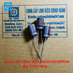 Linh kiện Chuyên Dụng Tụ hoá 50V 100uF 8x12 nichicon/nippon mới chính hãng