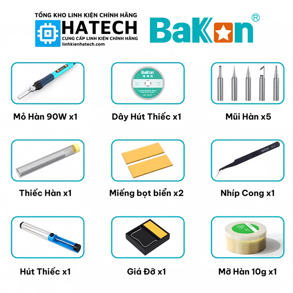 Bộ Dụng Cụ Hàn Bakon 13 Trong 1 BK606A 90W