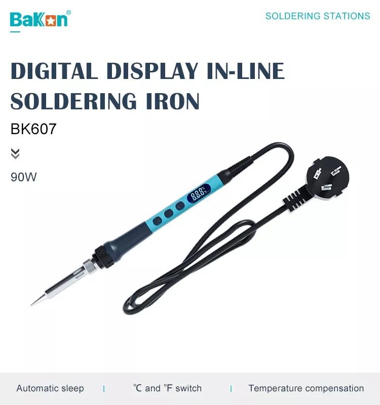 Tay Hàn Bakon BK607 90W 220VAC Điều Chỉnh Nhiệt Có Màn Hình Hiển Thị 200-450°C