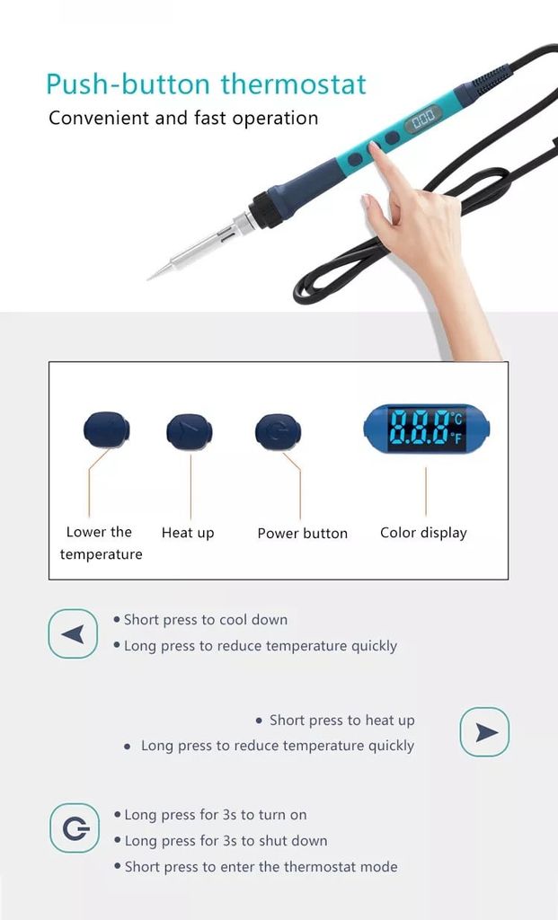 Tay Hàn Bakon BK607 90W 220VAC Điều Chỉnh Nhiệt Có Màn Hình Hiển Thị 200-450°C