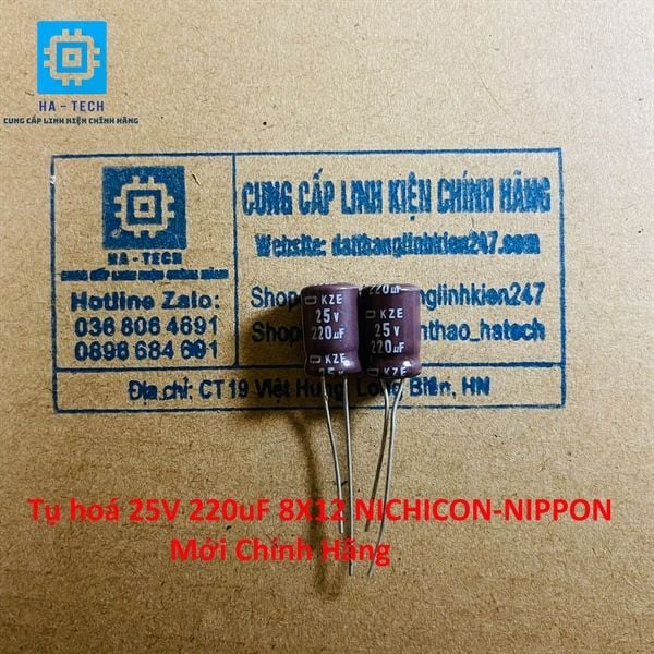 Linh kiện Chuyên Dụng Tụ hoá 25V 220uF 8X12 nichicon/nippon mới chính hãng