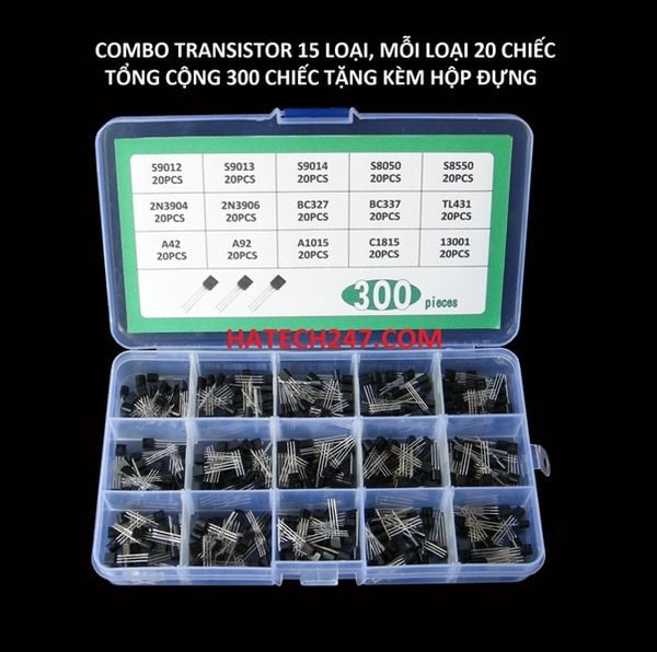 COMBO transistor trans thông dụng 15 loại x 20 chiếc có hộp đựng kèm