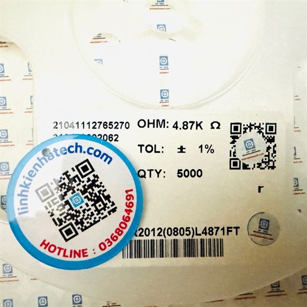 4.87K 4K87 Trở Dán 0805 1/8W 1% 50 Con