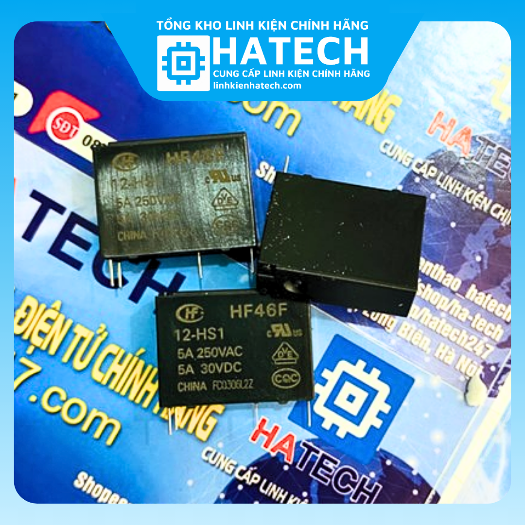 10 Relè HONGFA HF46F-24-HS1 24V 5A 250VAC 4 Pin - Nuovi, Lotto Da 10 Pezzi