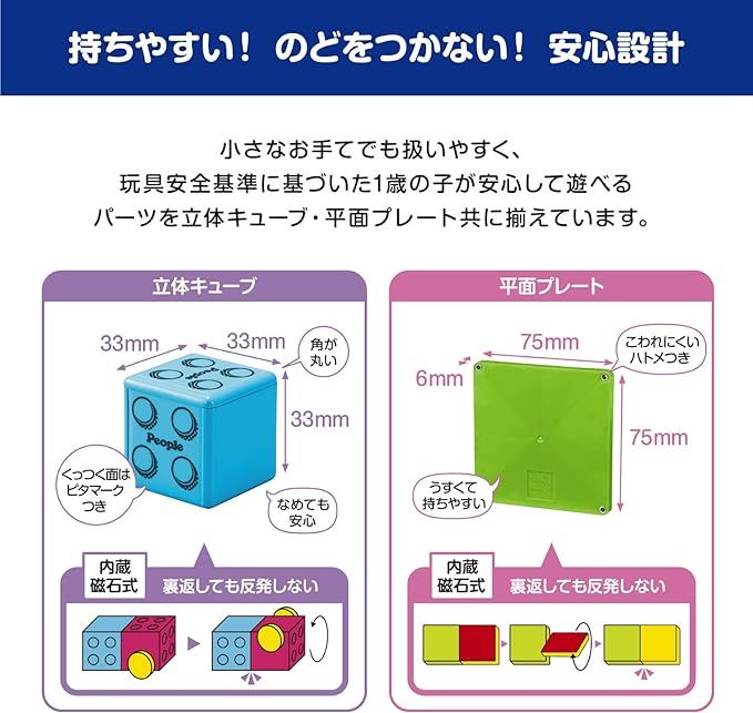 Bộ xếp hình nam châm Pythagoras® từ PEOPLE Nhật Bản - Bộ khối cơ bản dành cho bé từ 1 tuổi PGS118