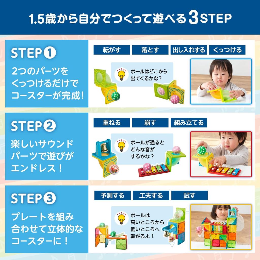 Đồ chơi xếp hình nam châm PEOPLE Nhật Bản - Bộ cơ bản 33 chi tiết đàn xylophone & chuông rung PGS138