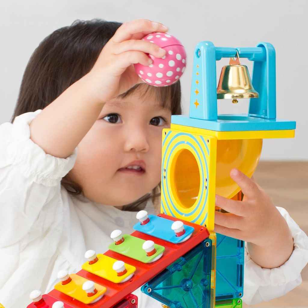Đồ chơi xếp hình nam châm PEOPLE Nhật Bản - Bộ cơ bản 33 chi tiết đàn xylophone & chuông rung PGS138