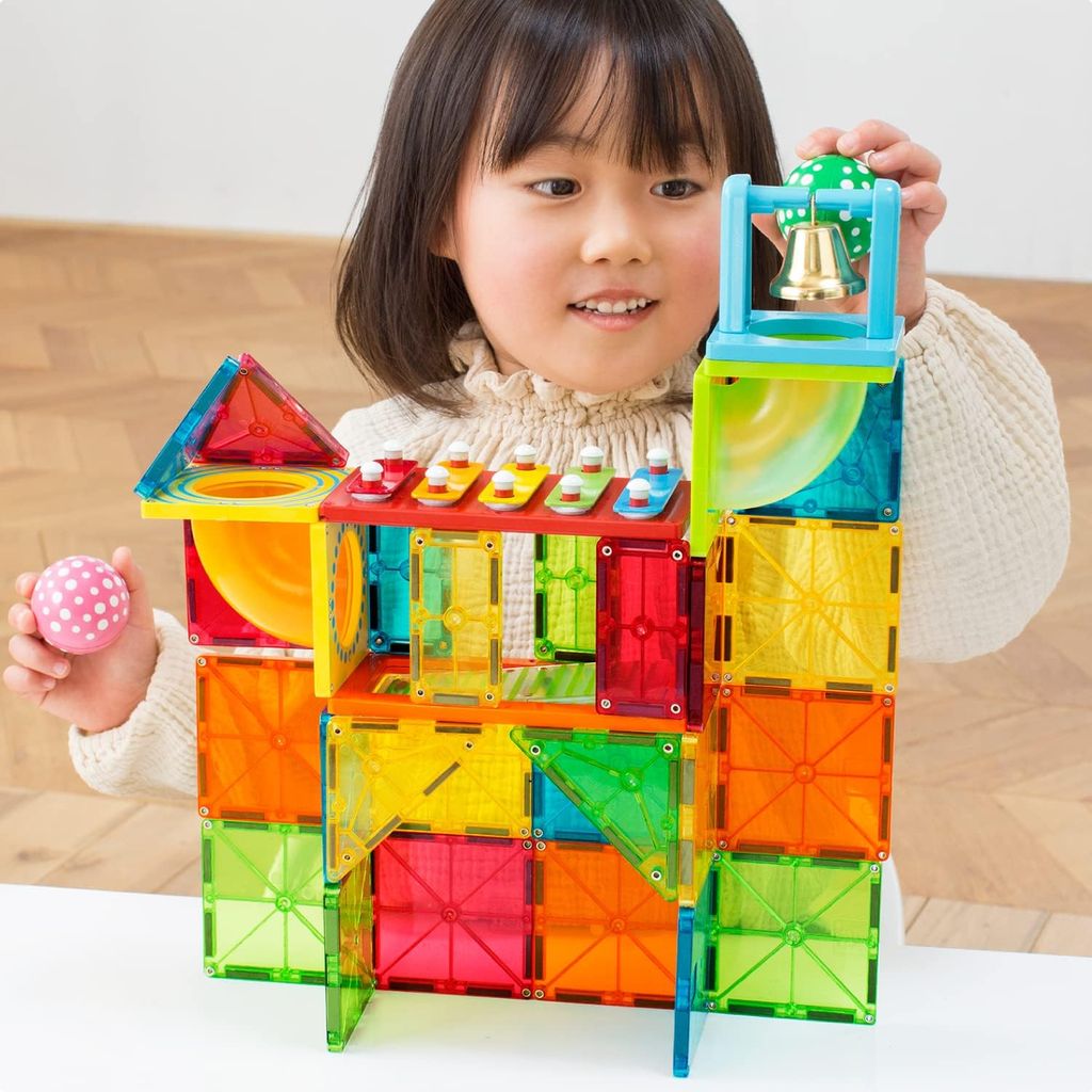 Đồ chơi xếp hình nam châm PEOPLE Nhật Bản - Bộ cơ bản 33 chi tiết đàn xylophone & chuông rung PGS138