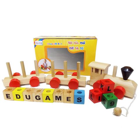 Đồ chơi gỗ Tàu hỏa chở chữ và số Edugames 8936041416369