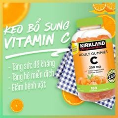 Kẹo dẻo bổ sung Vitamin C Kirkland Adult Gummies C 250mg của Mỹ