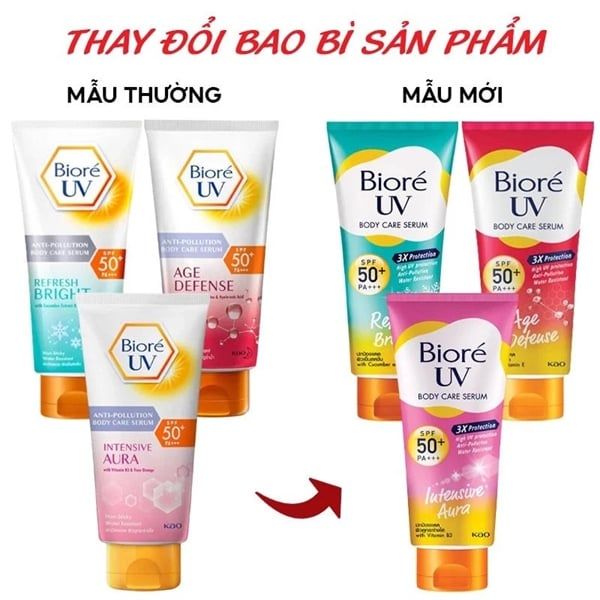 Dưỡng thể chống nắng Bioré UV body care cream spf50+pa+++ 150ml #intensive aura