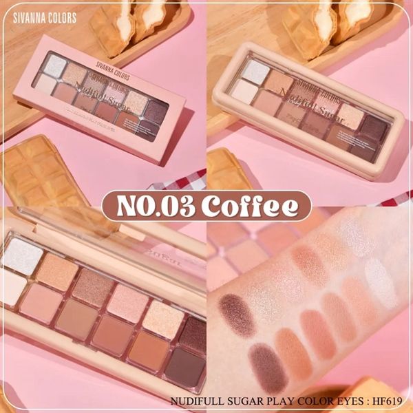 Bảng phấn mắt 10ô Sivanna color nudiful sugar play color eyes #03