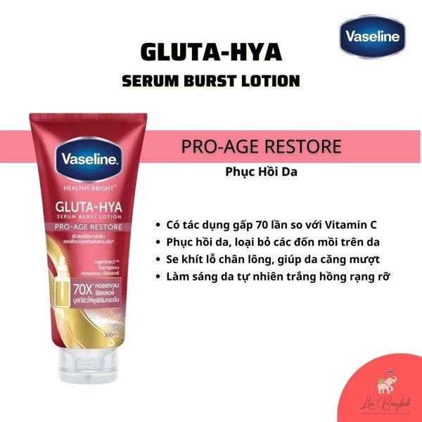 ￼Dưỡng thể trắng da Vaseline 70x Gluta HYA ngăn ngừa lão hoá 300ml