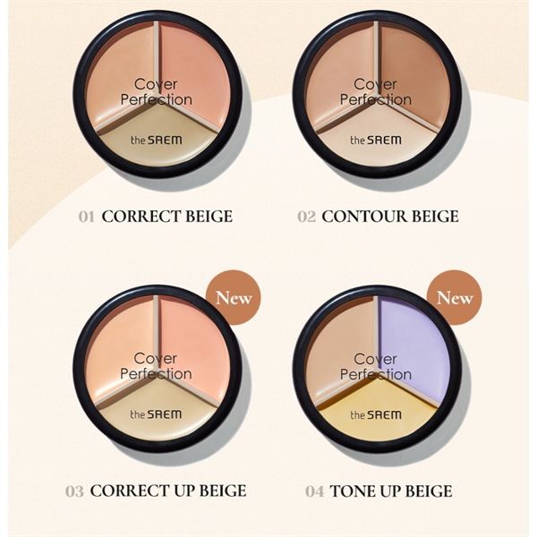 Bảng Triệt Sắc 3 ô The Saem Cover Perfection Triple Pot Concealer #01