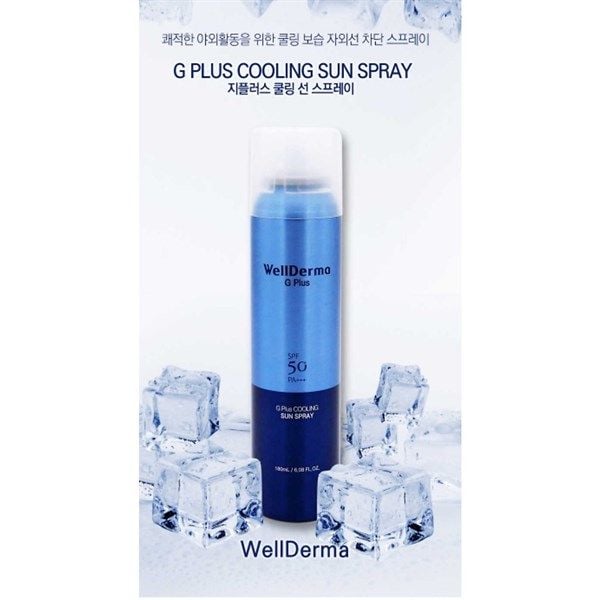 Chống Nắng Dạng Xịt Chống Trôi, Giảm Nhiệt, Làm Mát Da WellDerma G PLus Cooling Sun Spray SPF 50 PA+++ ( Mẫu Mới )