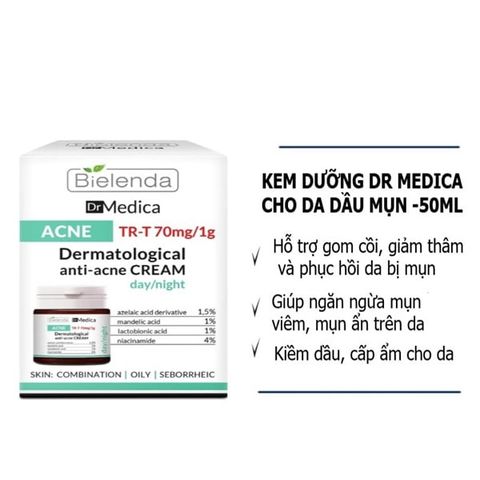 Kem dưỡng ẩm cho da dầu mụn Bielenda Dr Medica Dermatological Anti-Acne Cream