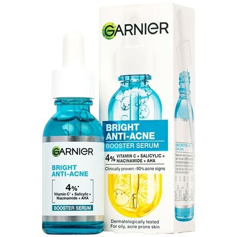 (mẫu mới )Serum giảm mụn Garnier Bright Complete Anti-Acnes Booster tinh chất 30ml