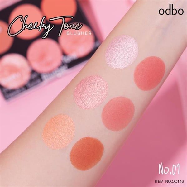 ￼Phấn Má Hồng , Bắt Sáng ODBO 6ô Cheeky Tone Blusher #01