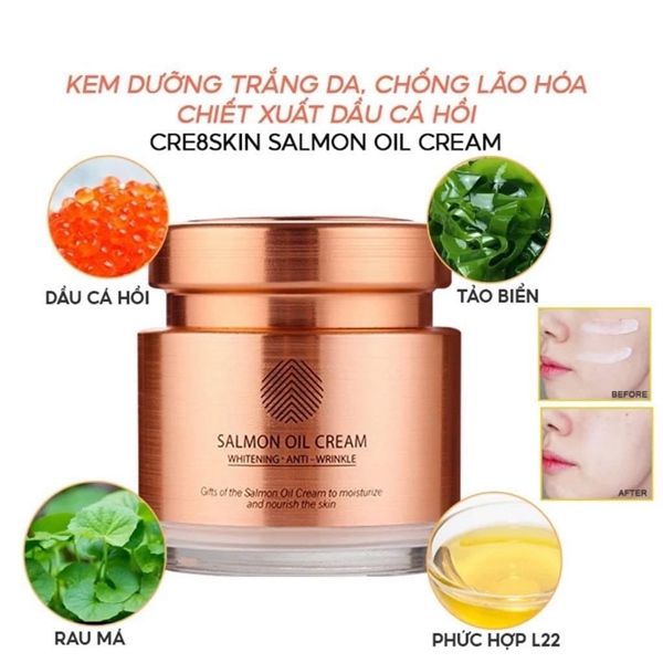 Kem Dưỡng Trắng Ban Đêm, Ngăn Ngừa Lão Hóa Chiết Xuất Dầu Cá Hồi Cre8skin Salmon Oil Cream 80g