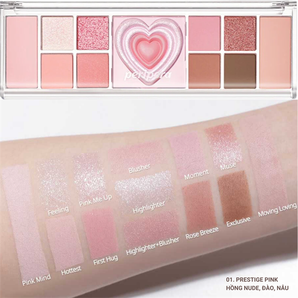 Bảng Phấn Mắt trái tim Peripera All Take Mood Like Palette #01-prestige pink