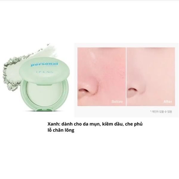 Phấn phủ Nén IPKN Personal Powder Pact hiệu chỉnh tone da #xanh