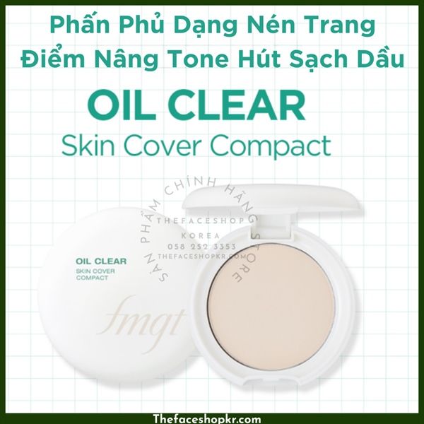 Phấn phủ dạng nén THEFACESHOP fmgt OIL CLEAR SKIN COVER COMPACT #203