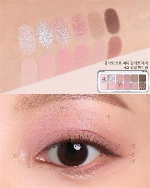 Phấn mắt 12 ô Clio pro EYE palette air -04 pink pairing