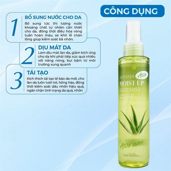 Xịt khoáng nha đam Aspasia 150ml