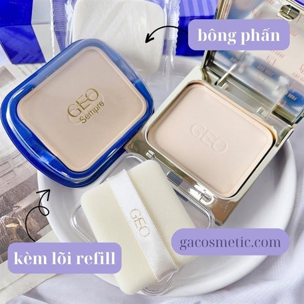 Phấn phủ nén GEO SEMPRE C WATER TWO WAY + Tặng kèm lõi refill