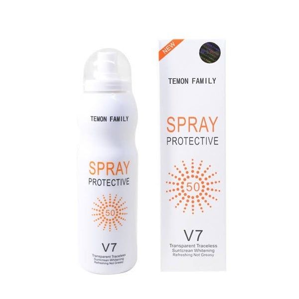 xịt chống nắng Hàn Quốc Sun Screen V7 lên tone trắng da không bết dính
