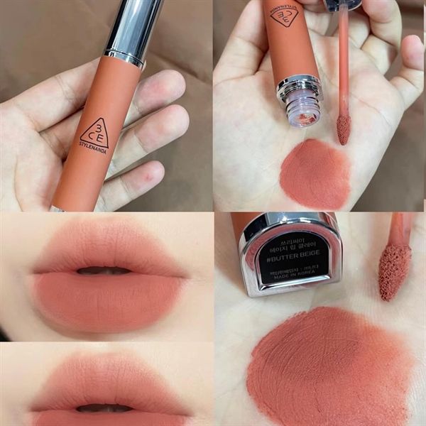 Son kem lì 3ce hazy lip clay # butter beige cam đào đất